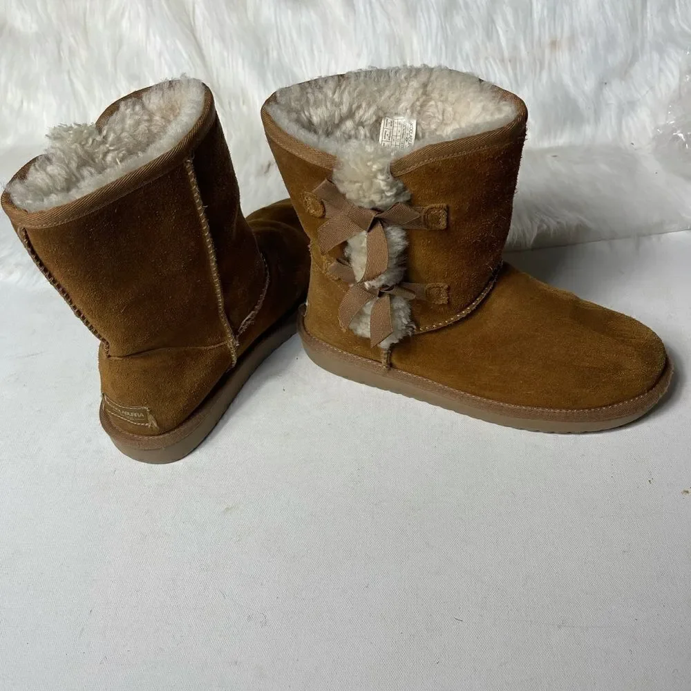 Kookaburra by UGG Victoria short tan boots embellished with bows size 9